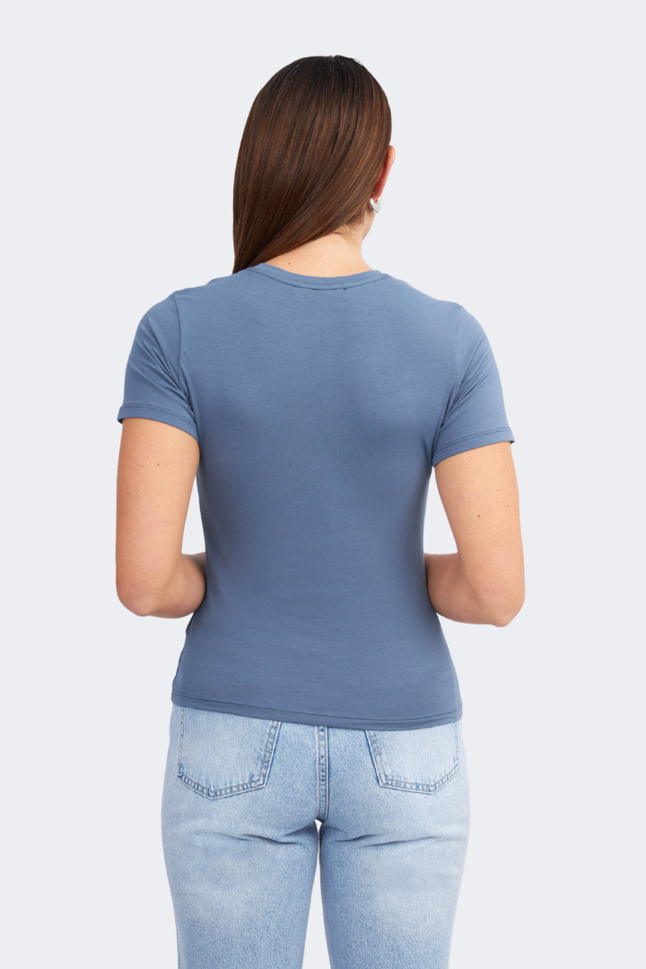 POLO ALGODON PIMA MUJER AZUL ACERO - CAMILA