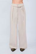 PANTALÓN SASTRERO CON LAZO Y PLIEGUES DELANTEROS BEIGE- MELISSA