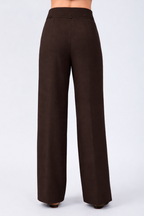 PANTALÓN SASTRERO CON LAZO Y PLIEGUES DELANTEROS MARRÓN- MELISSA