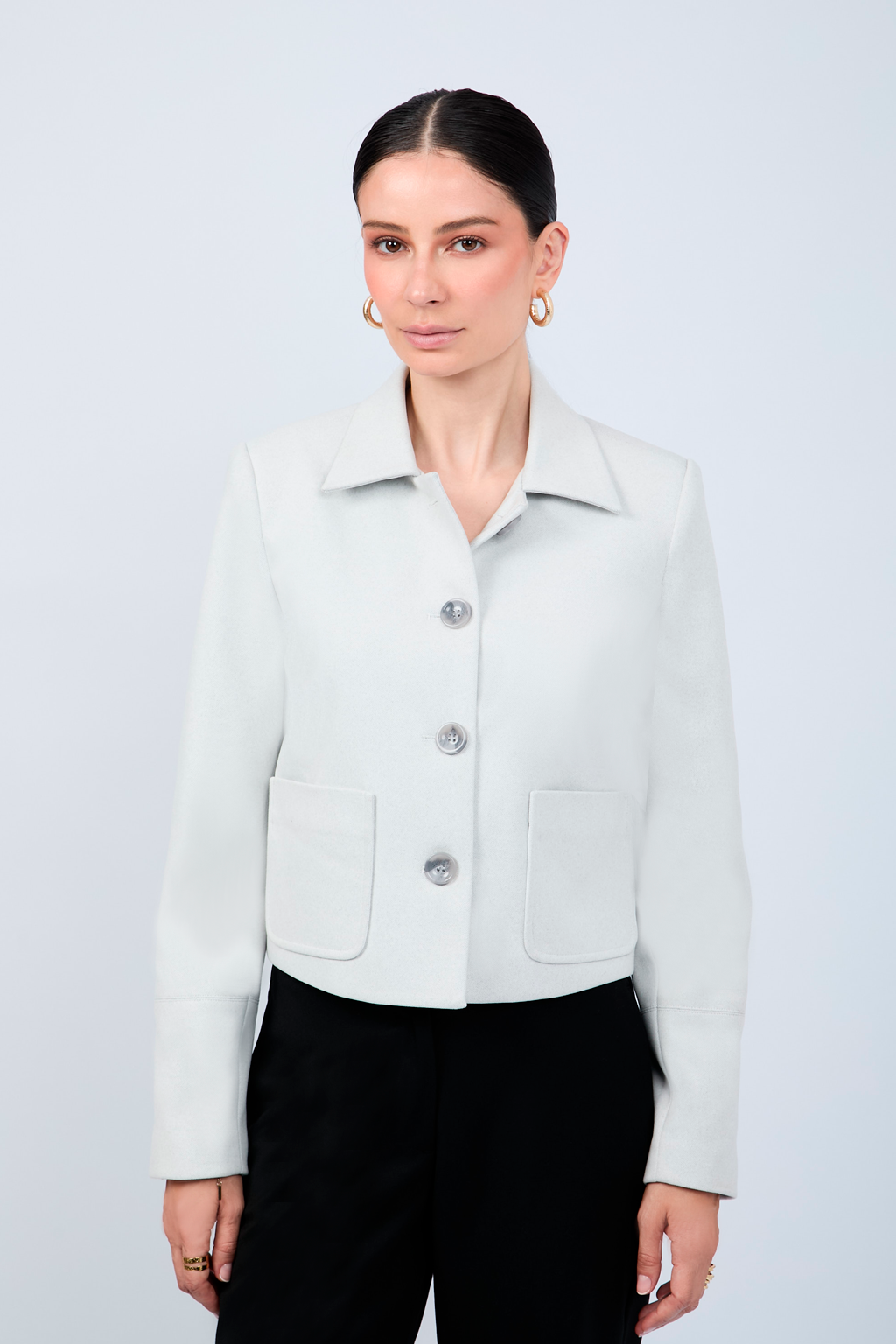 CASACA CORTA CON CUELLO CAMISERO MELANGE - AMALIA