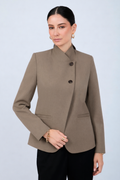BLAZER ESTRUCTURADO CUELLO ALTO CRUZADO TOPO- CELINE