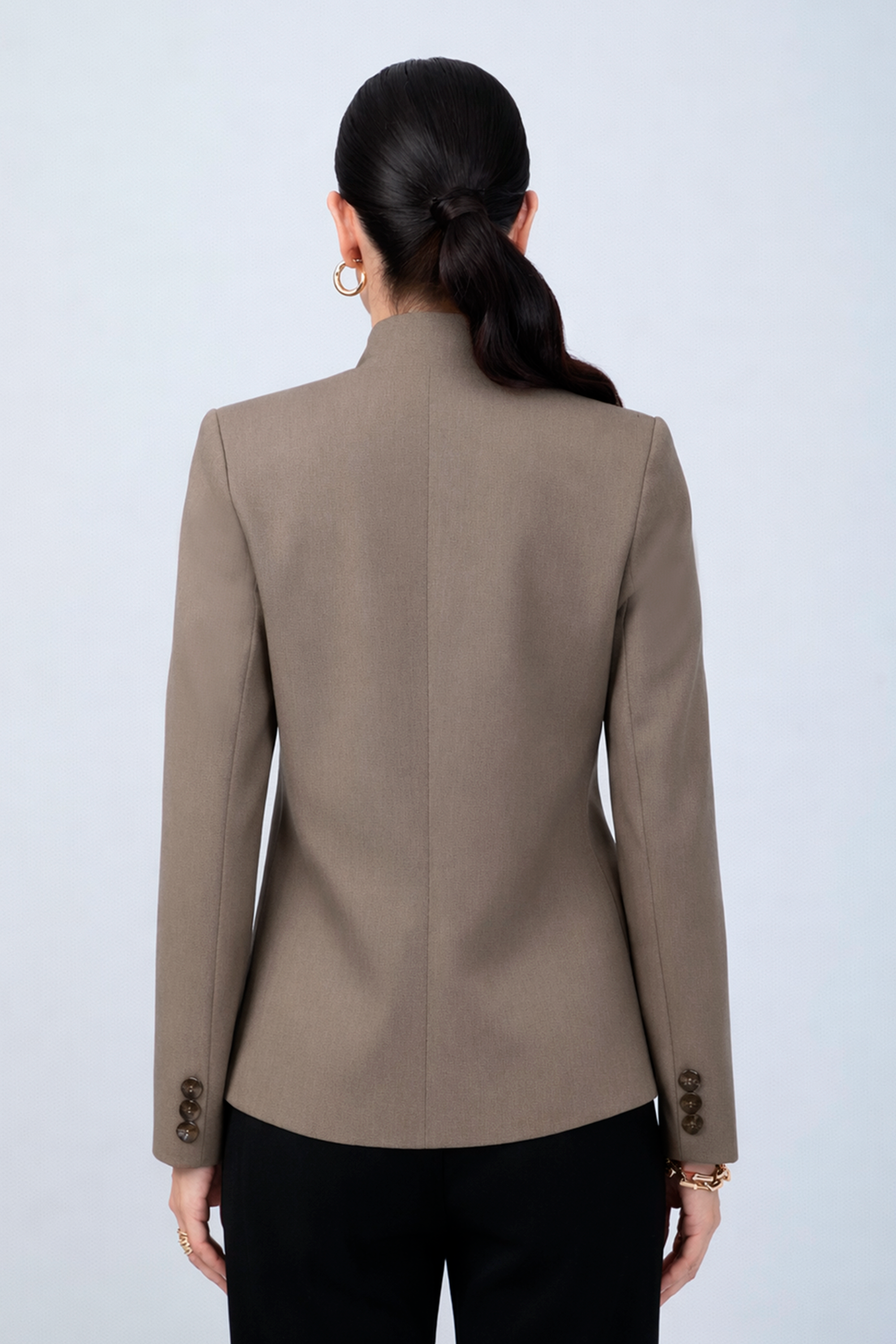 BLAZER ESTRUCTURADO CUELLO ALTO CRUZADO TOPO - CELINE