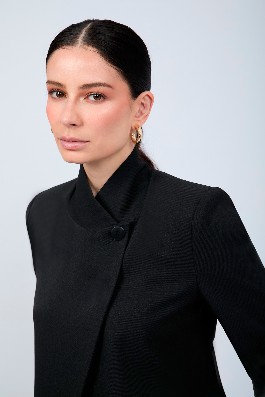 BLAZER ESTRUCTURADO CUELLO ALTO CRUZADO NEGRO - CELINE  [PRE-VENTA]