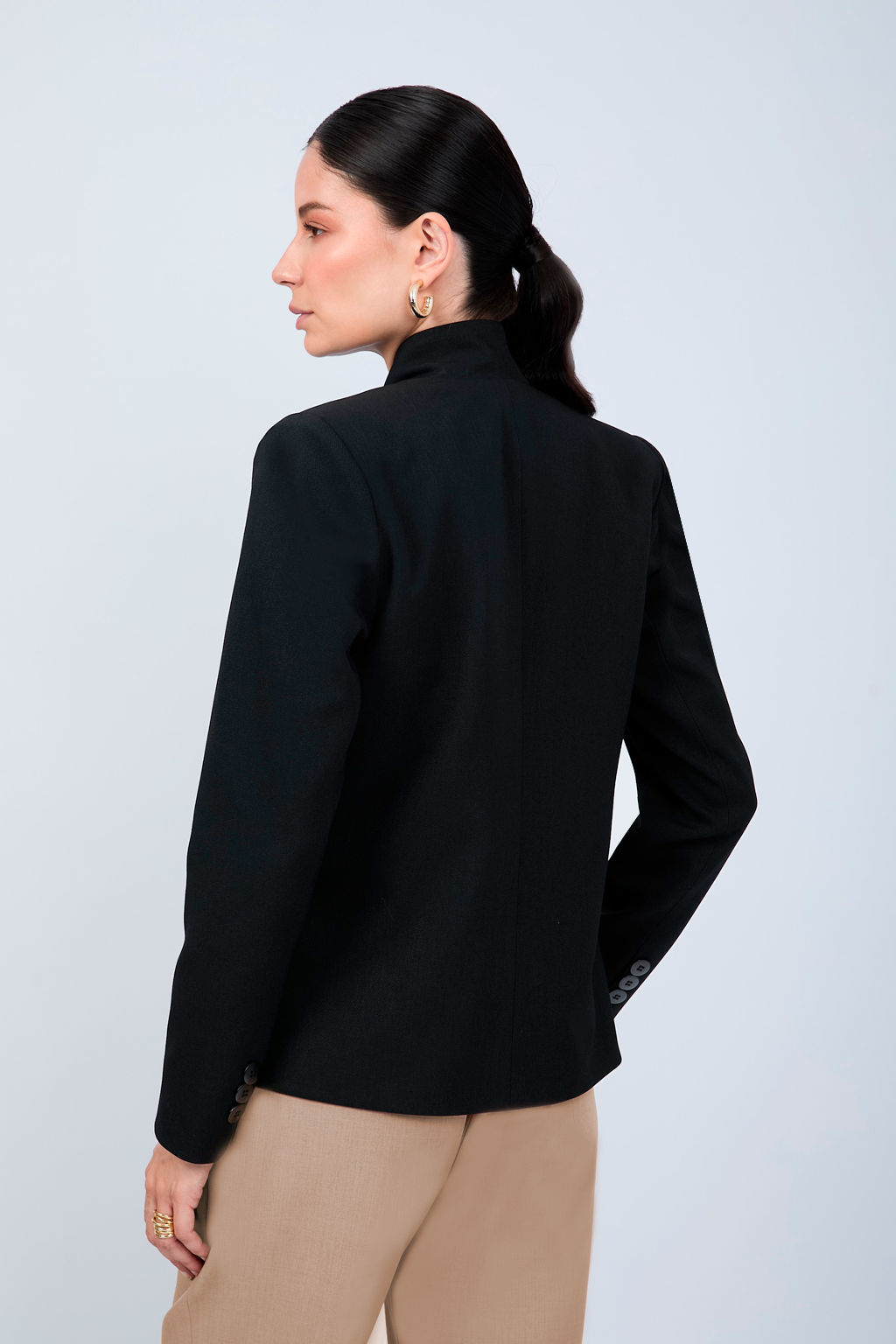 BLAZER ESTRUCTURADO CUELLO ALTO CRUZADO NEGRO - CELINE  [PRE-VENTA]