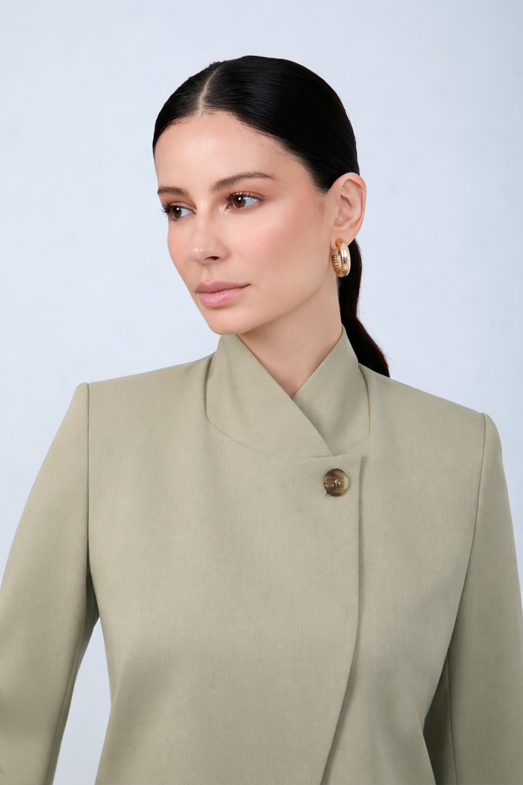 BLAZER ESTRUCTURADO CUELLO ALTO CRUZADO VERDE - CELINE  [PRE-VENTA]