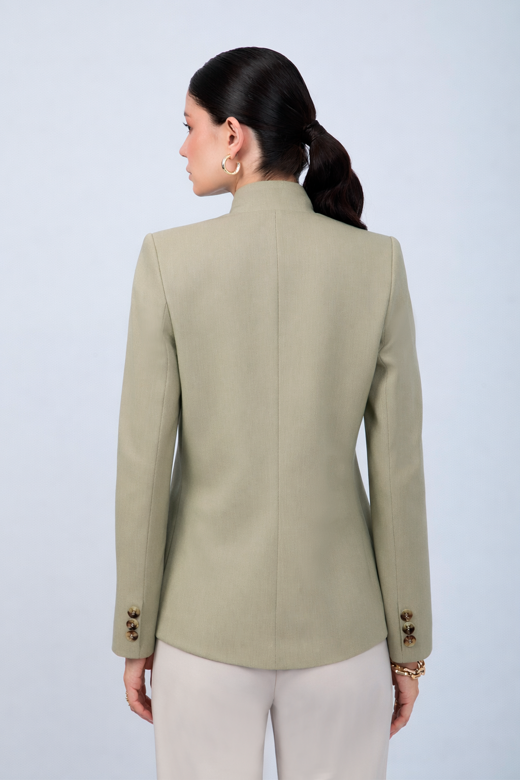 BLAZER ESTRUCTURADO CUELLO ALTO CRUZADO VERDE - CELINE  [PRE-VENTA]