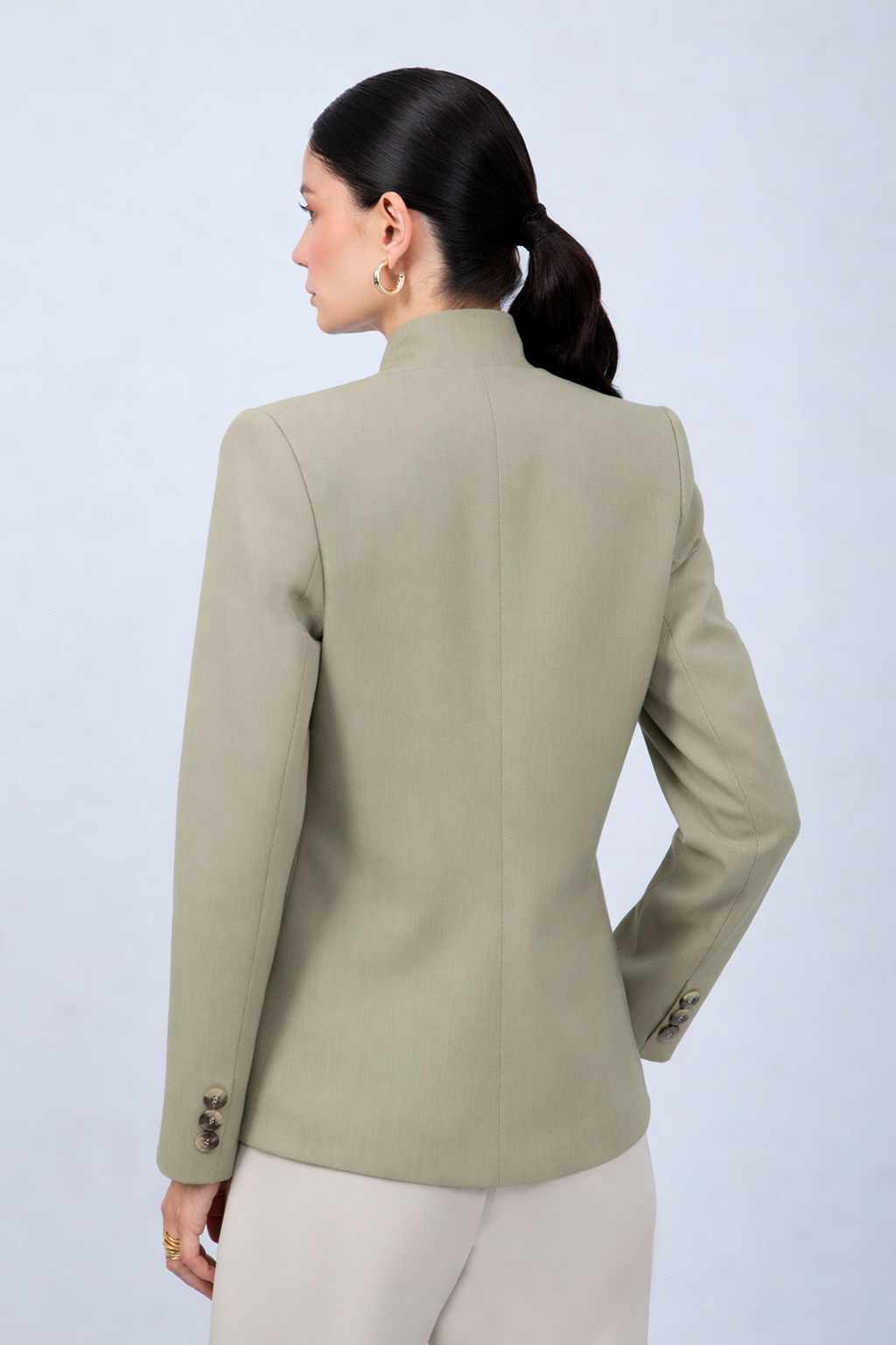 BLAZER ESTRUCTURADO CUELLO ALTO CRUZADO VERDE - CELINE  [PRE-VENTA]