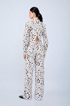 PANTALÓN PALAZZO DE ALGODÓN CON PRINT VACA MARRÓN - ALBINA