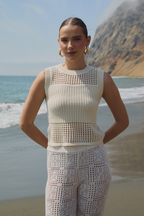 POLO TEJIDO SIN MANGAS DE ALGODÓN PERLA - NARA