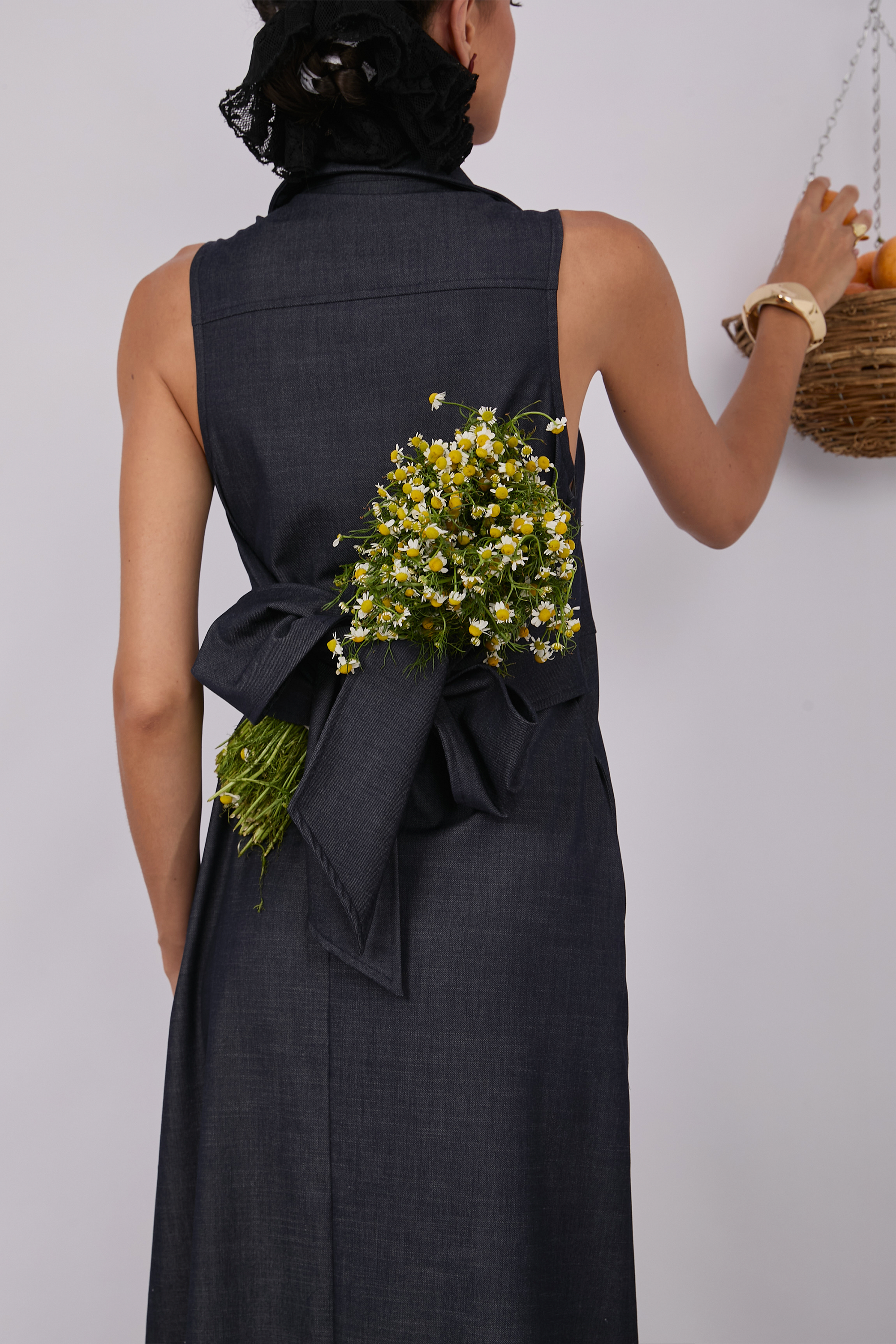 VESTIDO CAMISERO CON LAZO MULTIFUNCIONAL - BLEUE