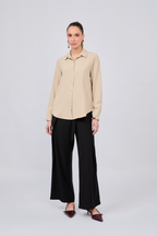 BLUSA MANGA LARGA CUELLO CAMISERO BEIGE - PARIS [PRE-VENTA]