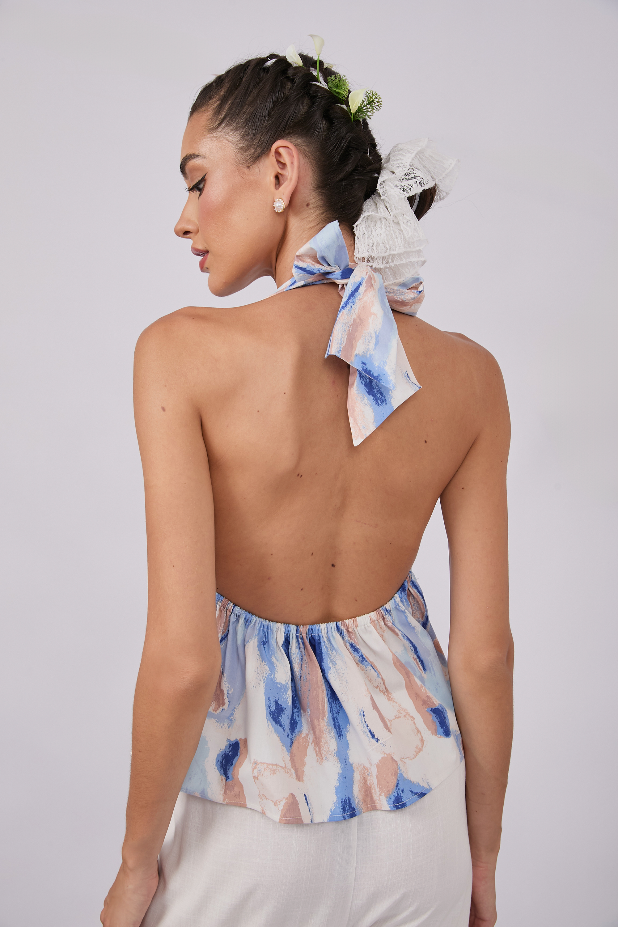 TOP HALTER DE ALGODÓN CON TIRAS AJUSTABLES - OCASO