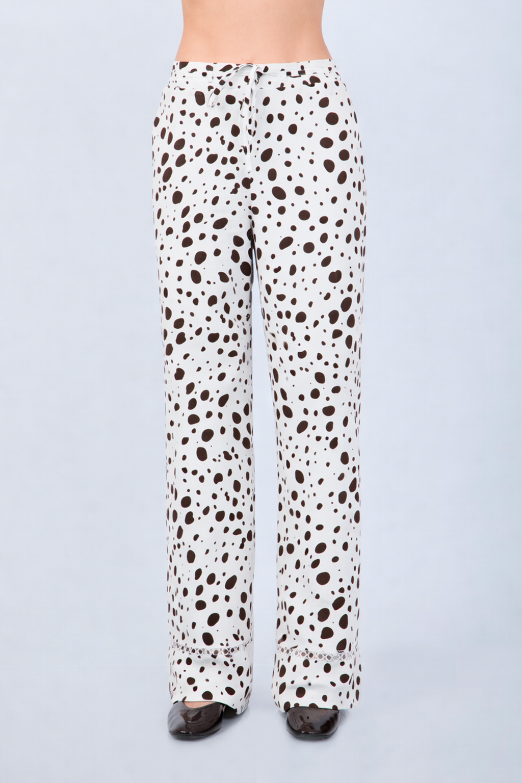 PANTALÓN PALAZZO DE ALGODÓN CON PRINT VACA MARRÓN - ALBINA