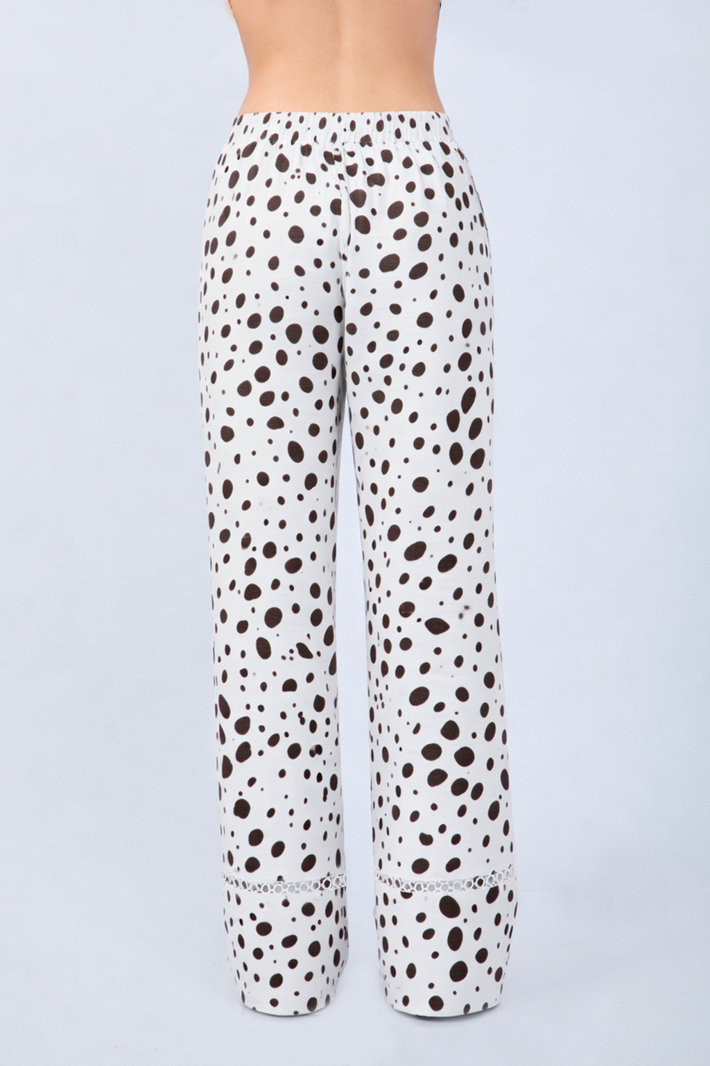 PANTALÓN PALAZZO DE ALGODÓN CON PRINT VACA MARRÓN - ALBINA