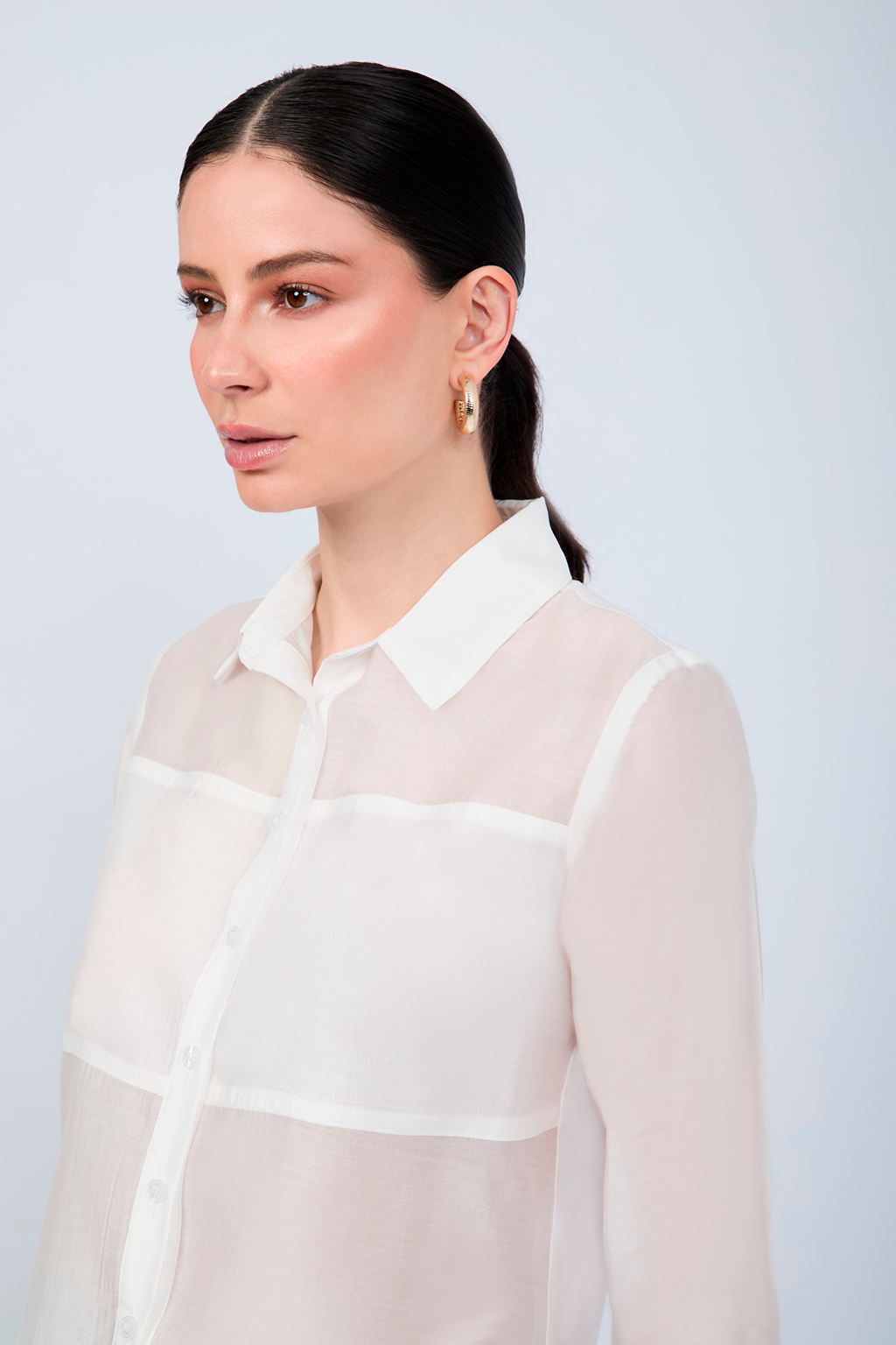 BLUSA SEMITRANSPARENTE MANGA LARGA ELEGANTE PERLA - BAMBOO