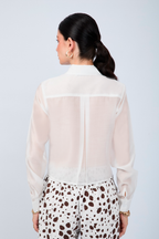 BLUSA SEMITRANSPARENTE MANGA LARGA ELEGANTE PERLA - BAMBOO