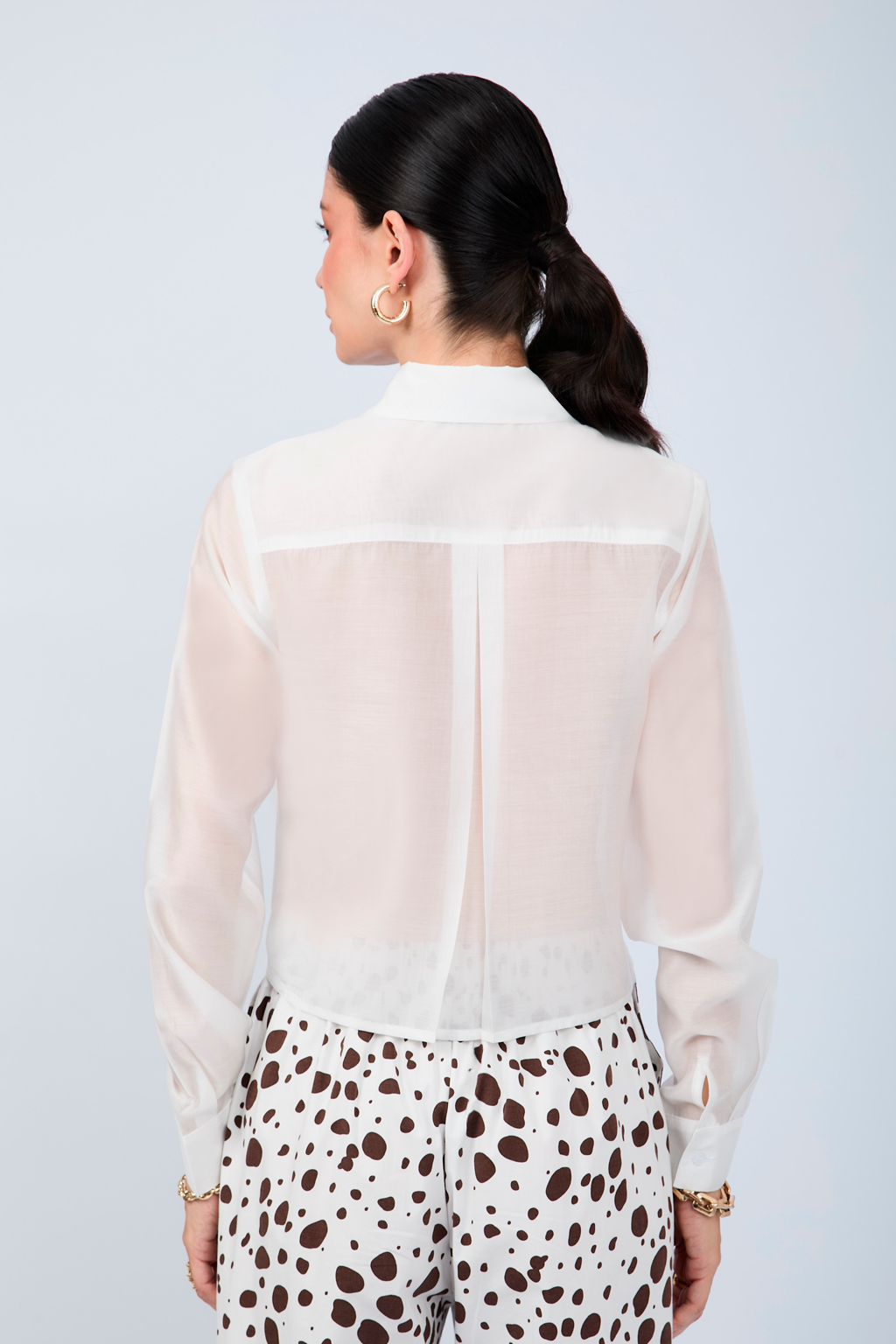 BLUSA SEMITRANSPARENTE MANGA LARGA ELEGANTE PERLA - BAMBOO