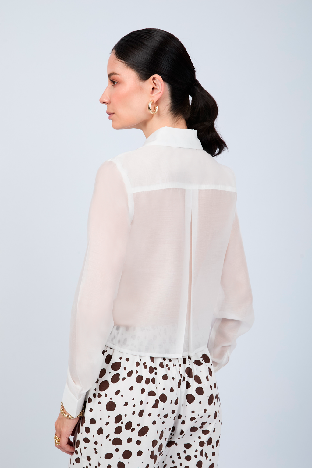BLUSA SEMITRANSPARENTE MANGA LARGA ELEGANTE PERLA - BAMBOO