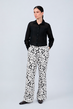 PANTALÓN PALAZZO DE ALGODÓN CON PRINT VACA NEGRA - ALBINA