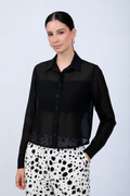 BLUSA SEMITRANSPARENTE MANGA LARGA ELEGANTE NEGRO - BAMBOO