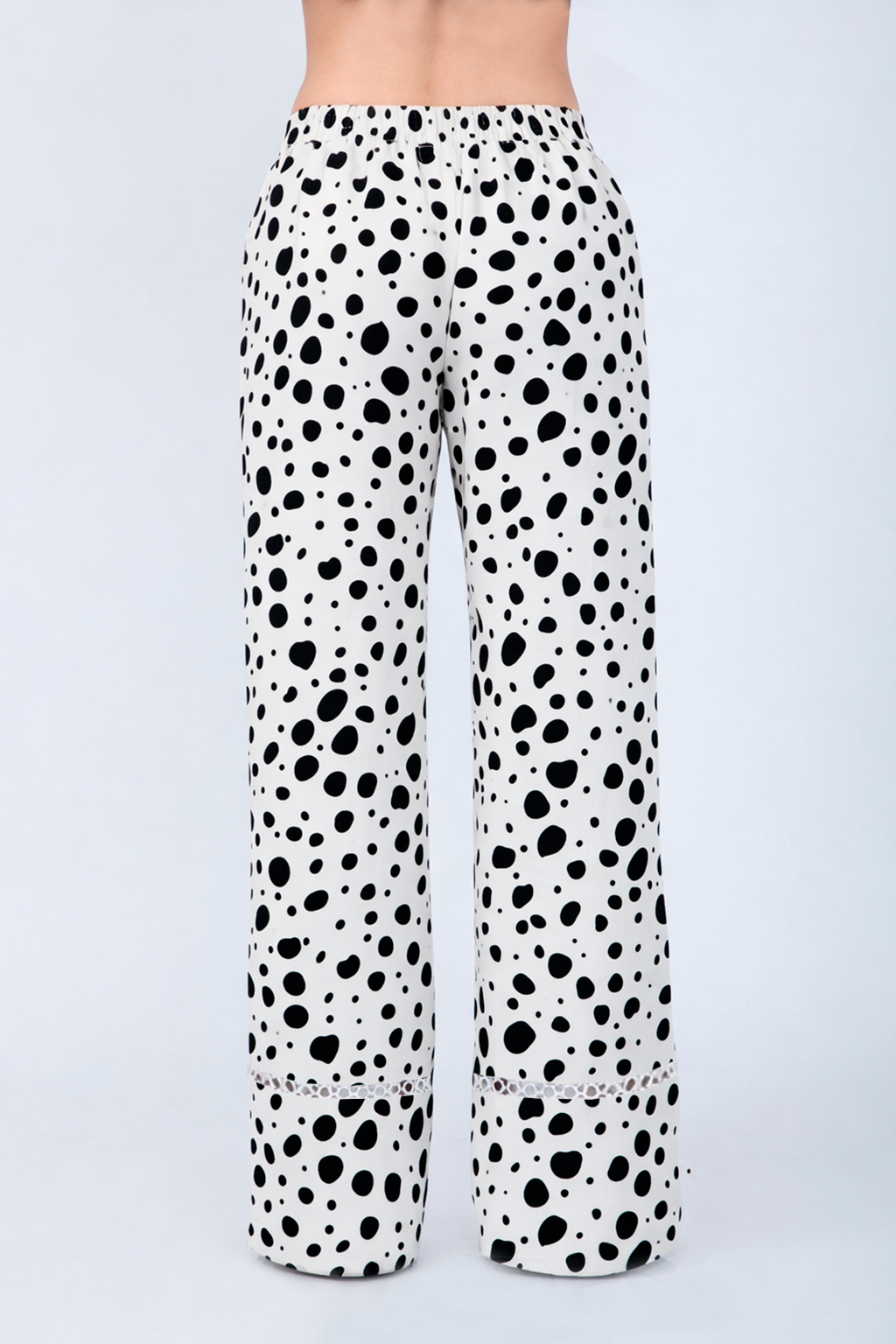 PANTALÓN PALAZZO DE ALGODÓN CON PRINT VACA NEGRA - ALBINA