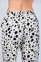 PANTALÓN PALAZZO DE ALGODÓN CON PRINT VACA NEGRA - ALBINA