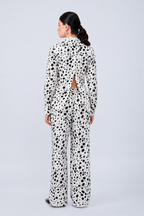 PANTALÓN PALAZZO DE ALGODÓN CON PRINT VACA NEGRA - ALBINA