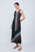 VESTIDO LARGO CON DEGRADÉ ASIMÉTRICO TORNASOL - INDIGO
