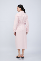 VESTIDO CAMISERO MIDI A RAYAS ROSAS  MANGA LARGA - PAULINA