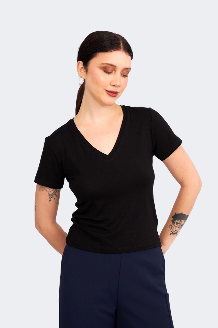 Women's Estefania Black Pima Cotton Polo Shirt