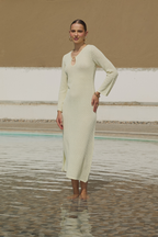 VESTIDO TEJIDO CON ESCOTE AMARILLO - BALI