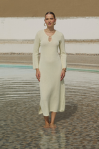 VESTIDO TEJIDO CON ESCOTE AMARILLO - BALI