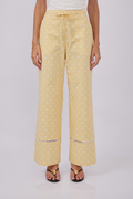 PANTALÓN PALAZZO DE ALGODÓN AMARILLO PUNTOS PERLA - PITAHAIIA