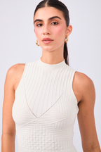 VESTIDO LARGO TEJIDO SIN MANGAS EN PERLA – JAZMINE