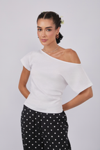 TOP ASIMÉTRICO DE ALGODÓN PIMA PERLA  - MAGDA