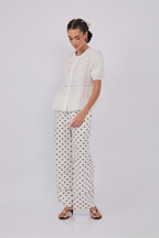 BLUSA DE LINO MANGA CORTA PERLA - PAQAÍ