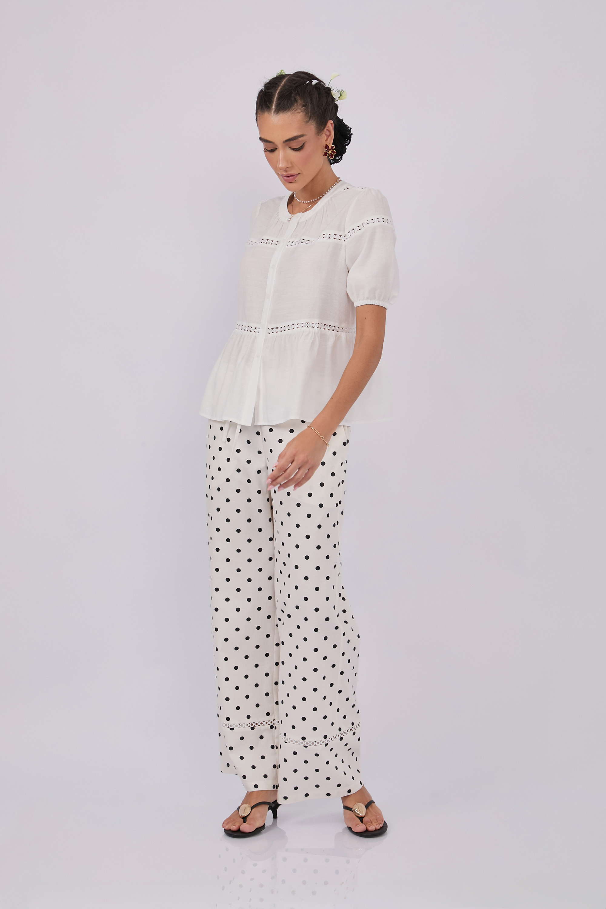 BLUSA DE LINO MANGA CORTA PERLA - PAQAÍ