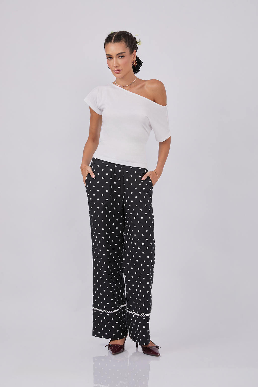 TOP ASIMÉTRICO DE ALGODÓN PIMA PERLA  - MAGDA