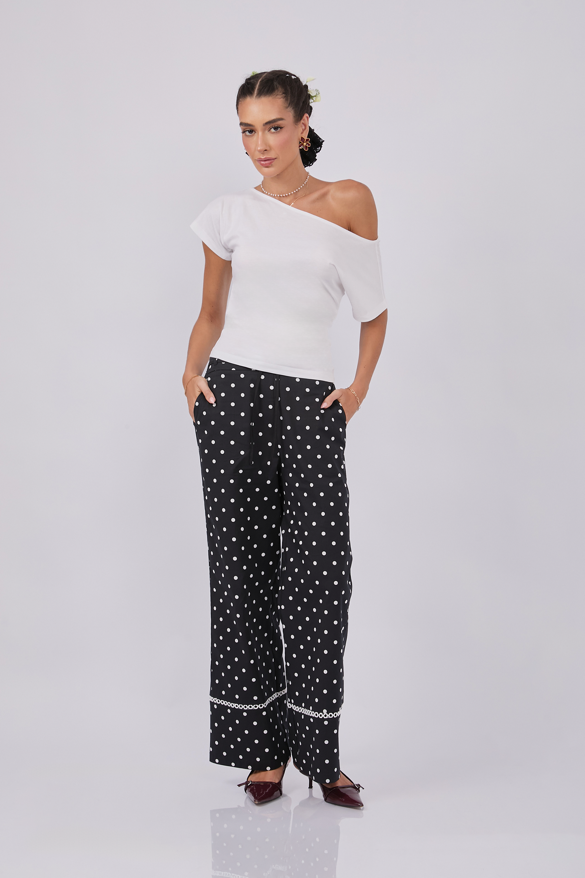 TOP ASIMÉTRICO DE ALGODÓN PIMA PERLA  - MAGDA