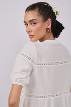 BLUSA DE LINO MANGA CORTA PERLA - PAQAÍ