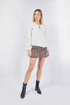 FALDA ANIMAL PRINT MARRÓN - VALENTINA