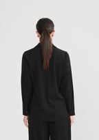 BLUSA MANGA LARGA CUELLO CAMISERO NEGRO - PARIS