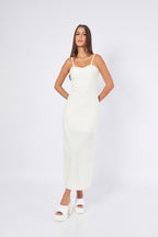 VESTIDO LARGO DE ENCAJE PERLA - MADDIE