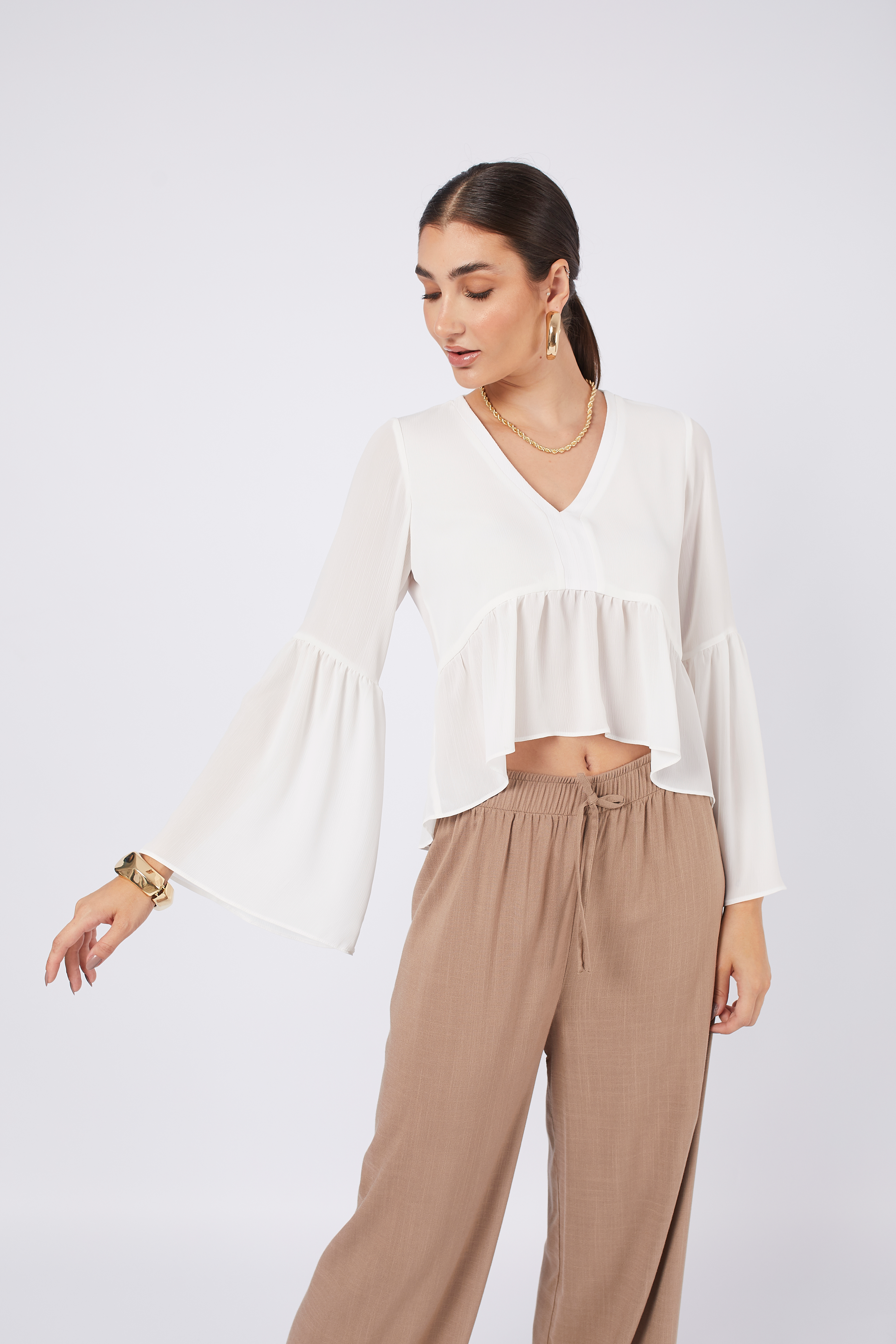 BLUSA BOHO MANGA LARGA PERLA - NAIA