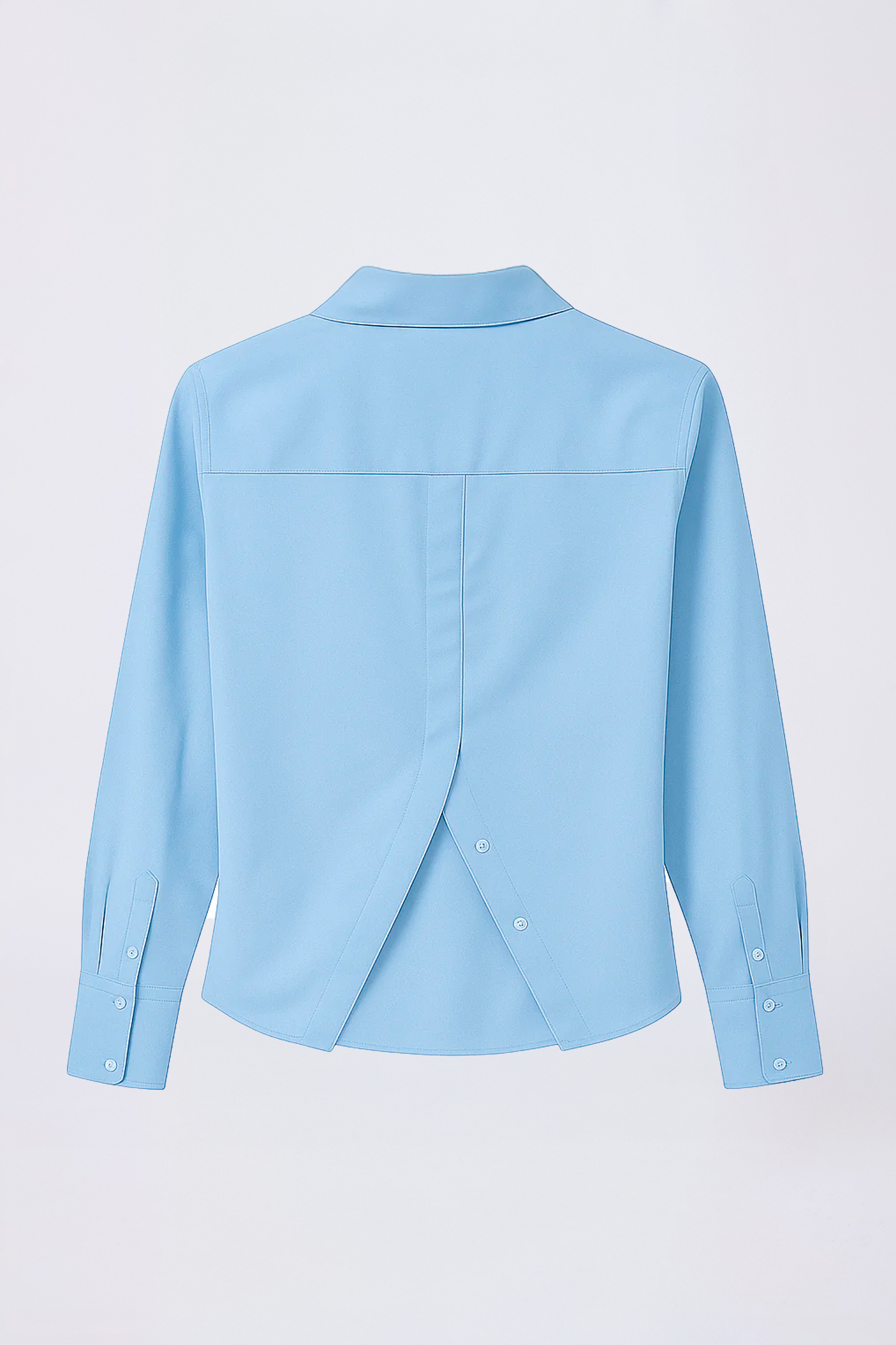 BLUSA CAMISERA CON BOTONES DELANTEROS Y POSTERIORES CELESTE - BILBAO