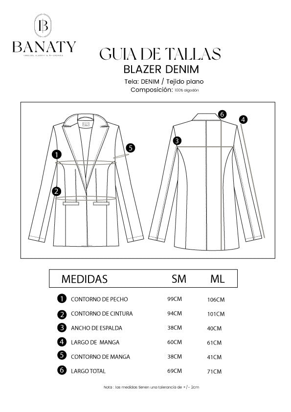 BLAZER DENIM CON BOLSILLOS FUNCIONALES AZUL CRISTAL