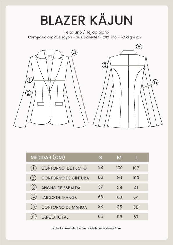 BLAZER DE LINO CON BOTÓN METÁLICO PERLA - KAJUN