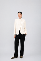 BLAZER ESTRUCTURADO CUELLO ALTO CRUZADO HUESO - CELINE