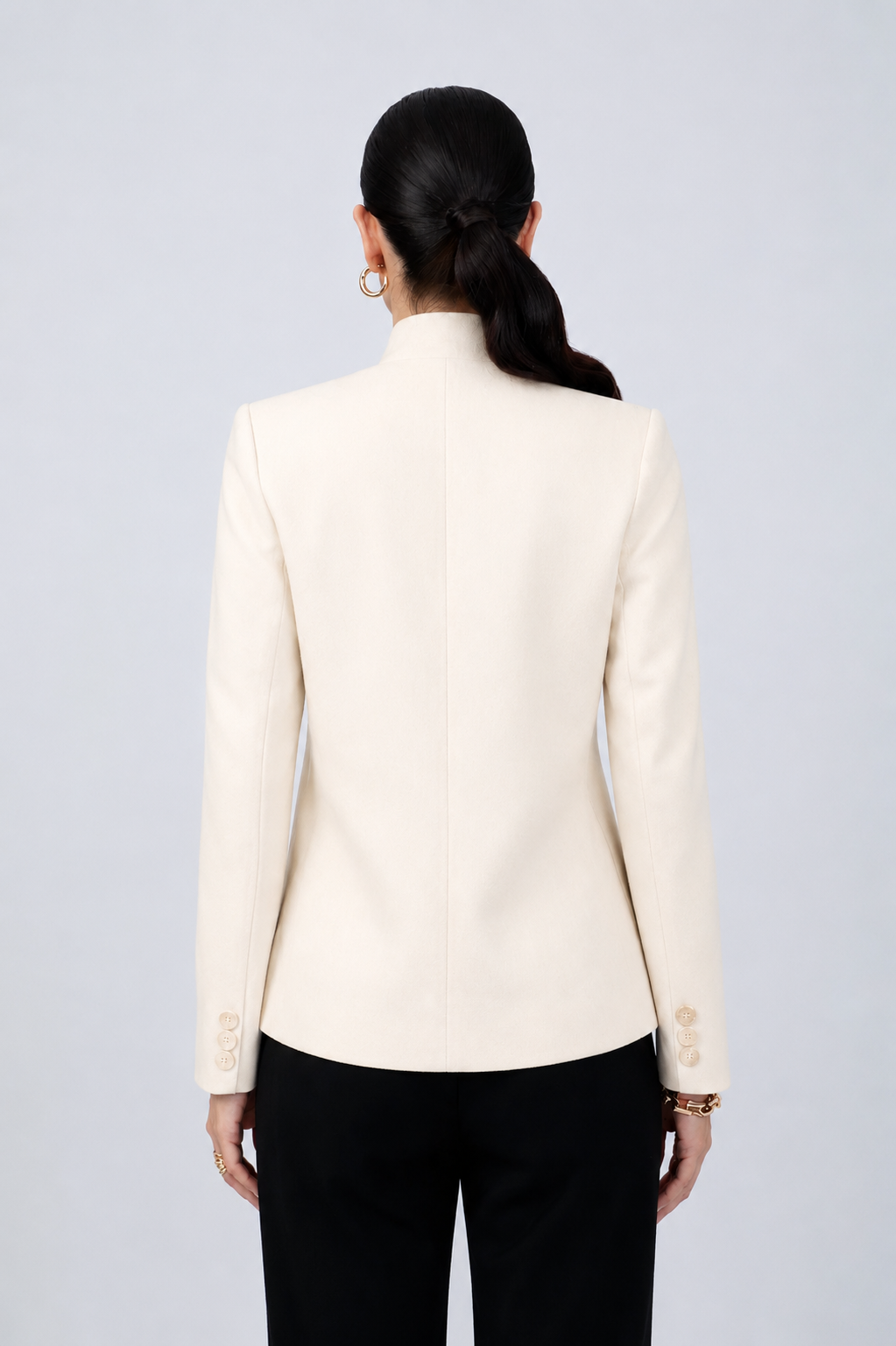 BLAZER ESTRUCTURADO CUELLO ALTO CRUZADO HUESO - CELINE