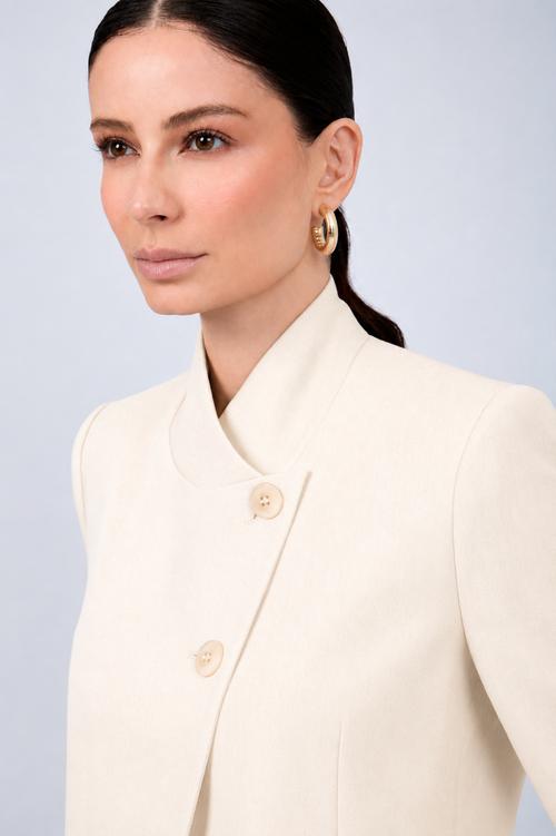 BLAZER ESTRUCTURADO CUELLO ALTO CRUZADO HUESO - CELINE
